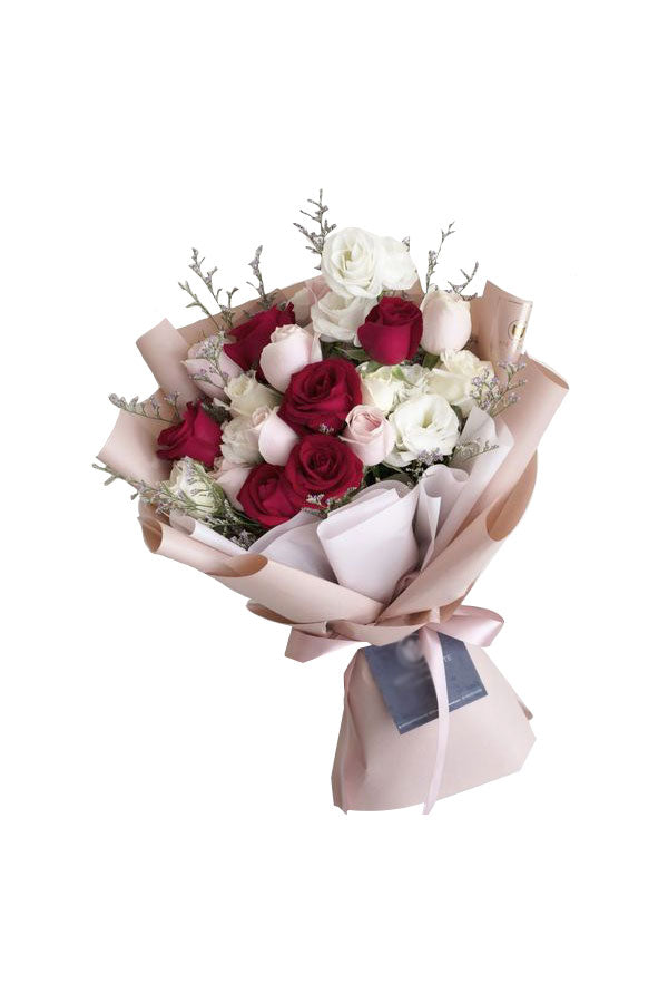 My Heart In Bloom – 20 Mixed Roses Bouquet | Colorful Romantic Rose Gift | Fresh Flower Delivery in Dubai