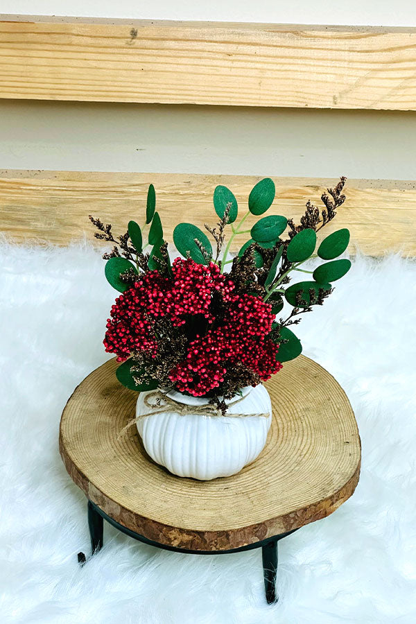 Faux Mini Red Flower Arrangement - Plantsworld.ae