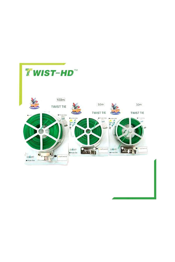 Plant twist tie with built-in cutter for garden and cable organization.