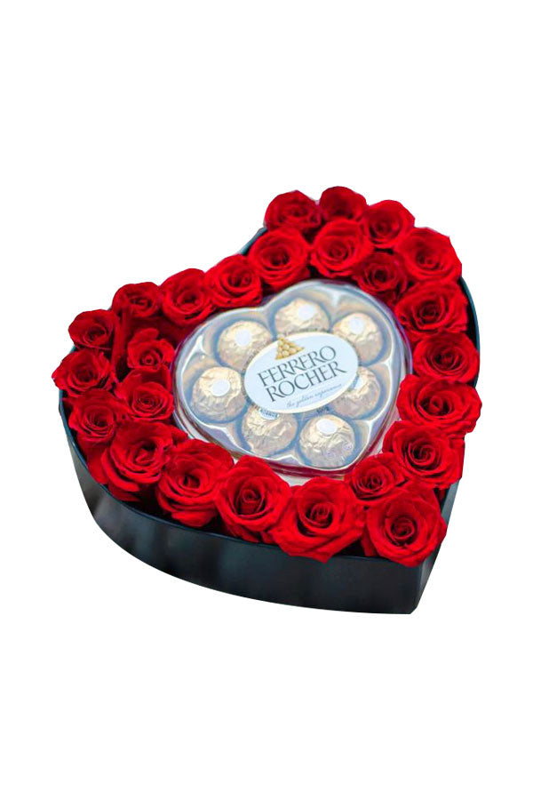 A Fairy Tail Affair – 28 Red Roses with Chocolate | Romantic Rose & Chocolate Gift Combo | Dubai Delivery

