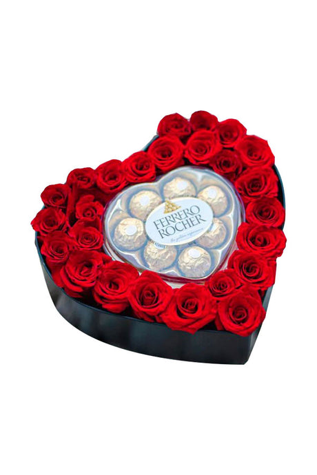 A Fairy Tail Affair – 28 Red Roses with Chocolate | Romantic Rose & Chocolate Gift Combo | Dubai Delivery

