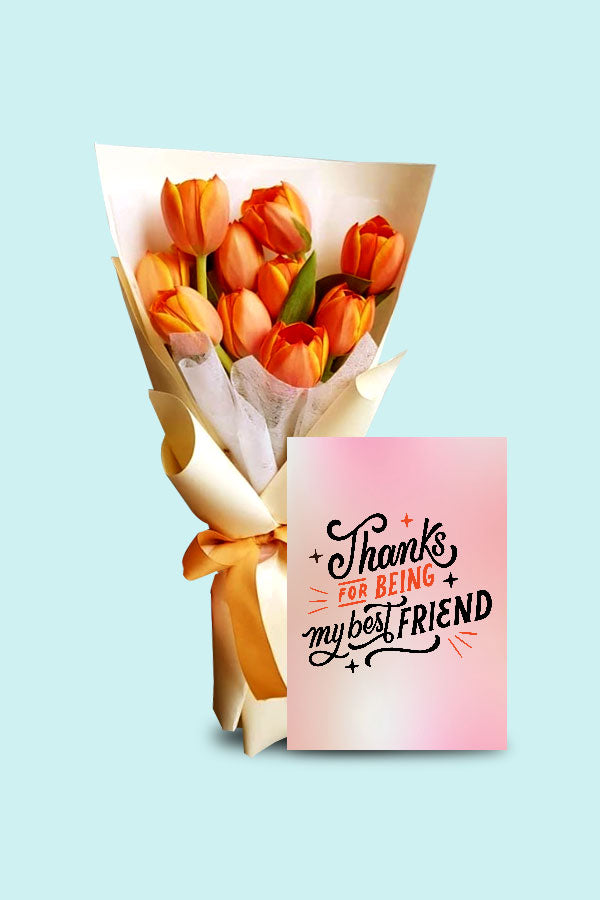 Lovely orange tulip flower bouquet – Friendship Day gift delivery in Dubai from Plantsworld.ae

