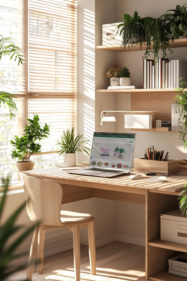 Green desk plant set for a fresh workspace