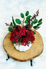 Faux Mini Red Flower Arrangement - Plantsworld.ae
