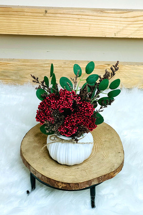 Faux Mini Red Flower Arrangement - Plantsworld.ae