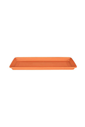 Rectangular plastic plant tray in terracotta color for indoor and outdoor gardening use