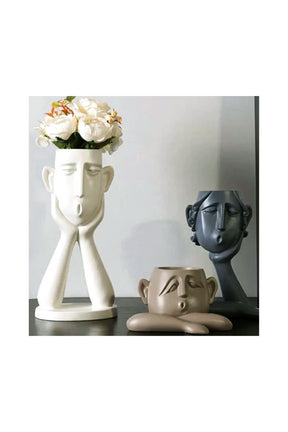 Resting Faces GRC Indoor Plant Pot - Set of 3 in modern minimalist design

