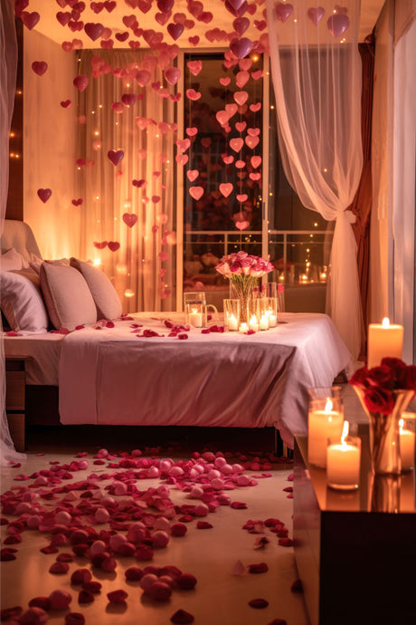 Romantic Rose and Candle Decoration - Elegant Romantic Decor for Special Occasions