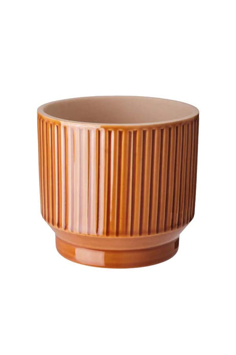 Stylish ribbed ceramic planter for succulents