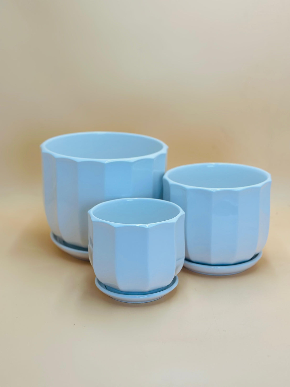 White Ceramic Planters Set - Plantsworld.ae