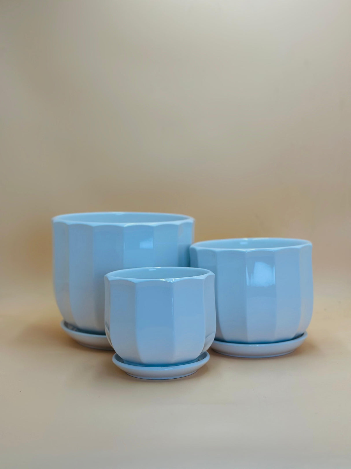 White Ceramic Planters Set - Plantsworld.ae