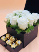 White Roses with Ferrero Rocher - Plantsworld.ae