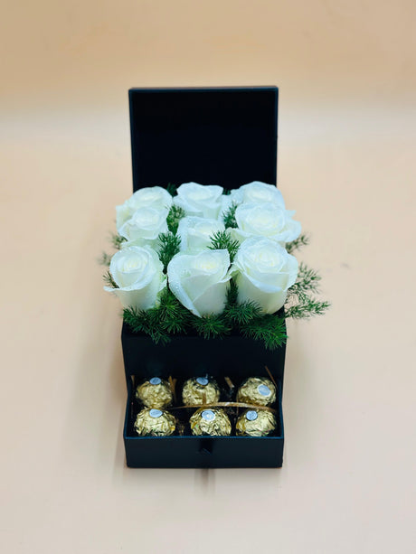 White Roses with Ferrero Rocher - Plantsworld.ae