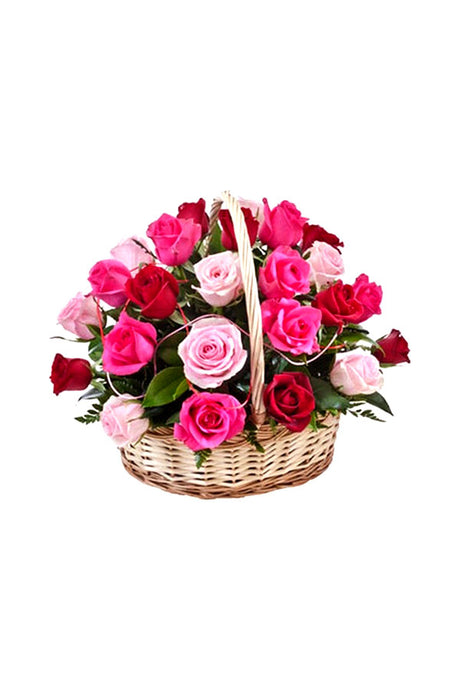 Premium red rose arrangement in large decorative basket