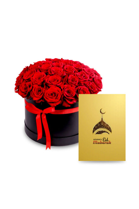 Premium Eid flower gift arranged in a luxury black gift box