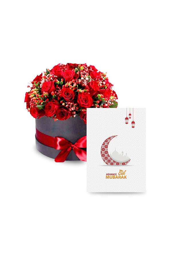 Luxury Eid flower gift arrangement presented in a premium box