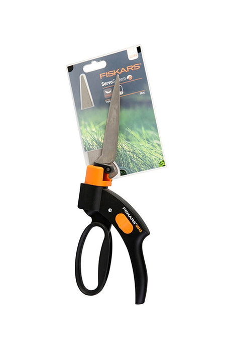 Fiskars grass shears with steel blades.
