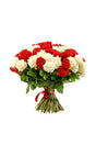 Fresh cut roses in red and white tied as a romantic bouquet
