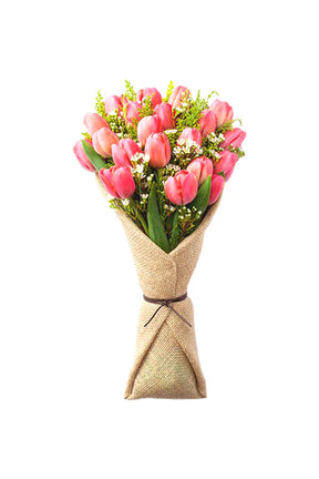 A bouquet of fresh red roses arranged neatly for gifting