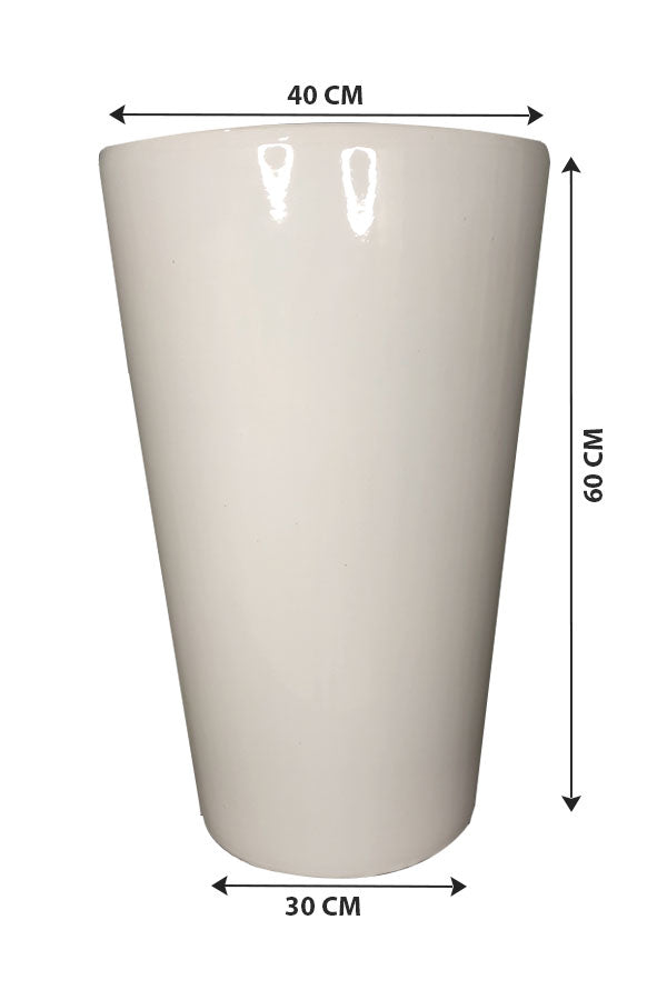 Tall White Ceramic Pot - Plantsworld.ae