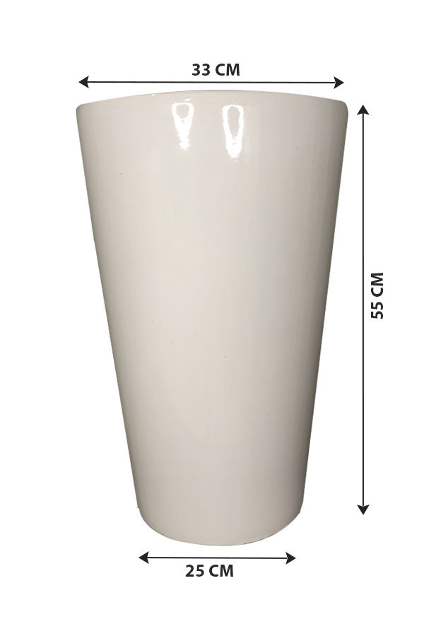 Tall White Ceramic Pot - Plantsworld.ae