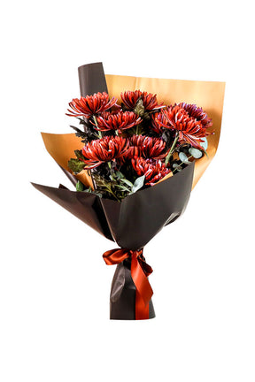 Bunch of chrysanthemums flower bouquet wrapped for Women’s Day and Mother’s Day gift