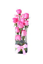 Light pink rose bouquet arranged in a decorative glass vase